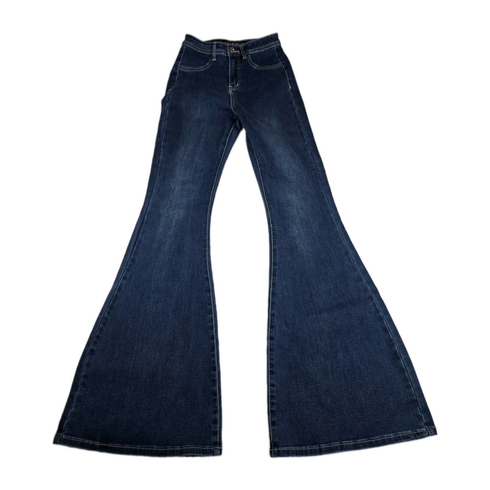 Willow Boutique Jeans Womens Size Medium Super Flare Blue Denim Pants New